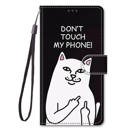 For Samsung Galaxy S20+ Coloured Drawing Cross Texture Horizontal Flip PU Leather Case with Holder & Card Slots & Wallet & Lanyard(Middle Finger White Cat)-garmade.com