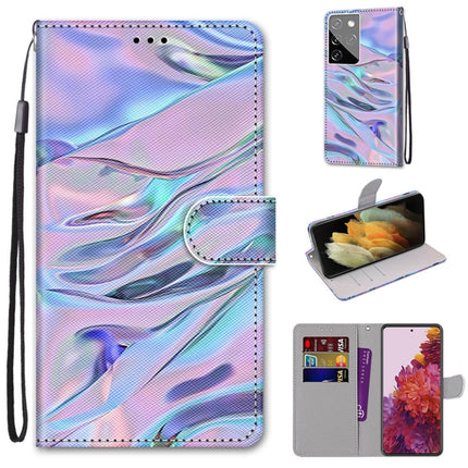 For Samsung Galaxy S21 Ultra 5G Coloured Drawing Cross Texture Horizontal Flip PU Leather Case with Holder & Card Slots & Wallet & Lanyard(Fluorescent Water Pattern)-garmade.com