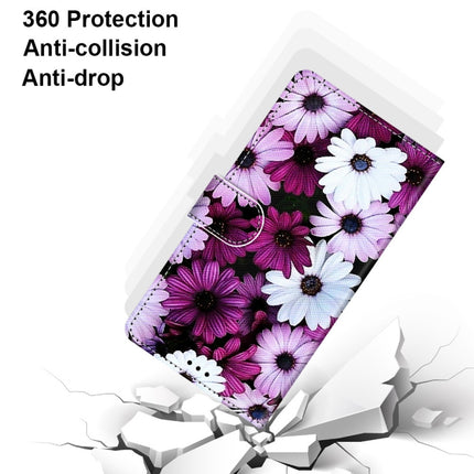 For Samsung Galaxy S21 Ultra 5G Coloured Drawing Cross Texture Horizontal Flip PU Leather Case with Holder & Card Slots & Wallet & Lanyard(Chrysanthemum Pink White Purple)-garmade.com