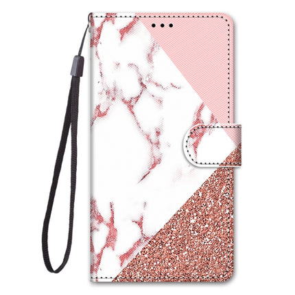 For Samsung Galaxy S21 Ultra 5G Coloured Drawing Cross Texture Horizontal Flip PU Leather Case with Holder & Card Slots & Wallet & Lanyard(Stitching Pink Stone Pattern)-garmade.com