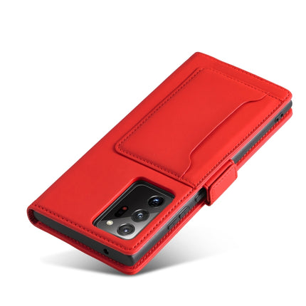 For Samsung Galaxy Note20 Strong Magnetism Liquid Feel Horizontal Flip Leather Case with Holder & Card Slots & Wallet(Red)-garmade.com
