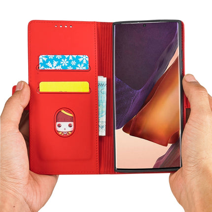For Samsung Galaxy Note20 Strong Magnetism Liquid Feel Horizontal Flip Leather Case with Holder & Card Slots & Wallet(Red)-garmade.com