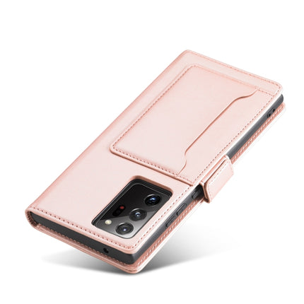 For Samsung Galaxy Note20 Strong Magnetism Liquid Feel Horizontal Flip Leather Case with Holder & Card Slots & Wallet(Rose Gold)-garmade.com
