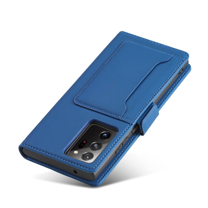 For Samsung Galaxy Note20 Ultra Strong Magnetism Liquid Feel Horizontal Flip Leather Case with Holder & Card Slots & Wallet(Blue)-garmade.com