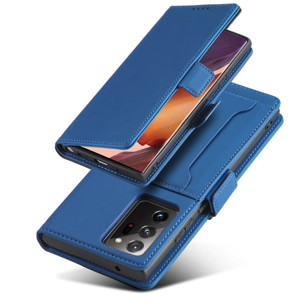 For Samsung Galaxy Note20 Ultra Strong Magnetism Liquid Feel Horizontal Flip Leather Case with Holder & Card Slots & Wallet(Blue)-garmade.com