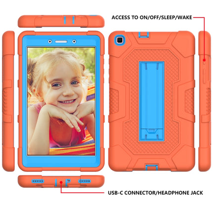 For Samsung Galaxy Tab A 8.0 (2019) / T290 Contrast Color Robot Shockproof Silicone + PC Protective Case with Holder(Orange Blue)-garmade.com