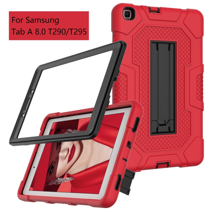 For Samsung Galaxy Tab A 8.0 (2019) / T290 Contrast Color Robot Shockproof Silicone + PC Protective Case with Holder(Red Black)-garmade.com