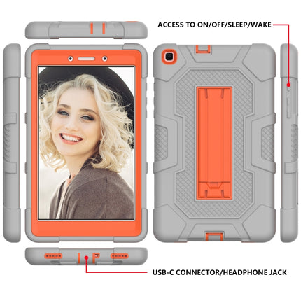 For Samsung Galaxy Tab A 8.0 (2019) / T290 Contrast Color Robot Shockproof Silicone + PC Protective Case with Holder(Grey Orange)-garmade.com
