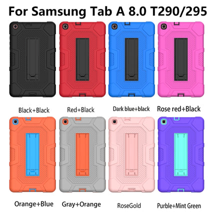For Samsung Galaxy Tab A 8.0 (2019) / T290 Contrast Color Robot Shockproof Silicone + PC Protective Case with Holder(Grey Orange)-garmade.com
