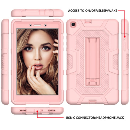 For Samsung Galaxy Tab A 8.0 (2019) / T290 Contrast Color Robot Shockproof Silicone + PC Protective Case with Holder(Rose Gold)-garmade.com