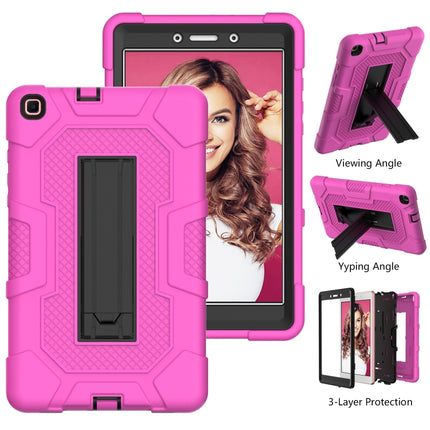 For Samsung Galaxy Tab A 8.0 (2019) / T290 Contrast Color Robot Shockproof Silicone + PC Protective Case with Holder(Rose Red Black)-garmade.com