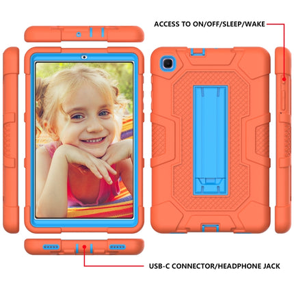 For Samsung Galaxy Tab A 8.4 (2020) / T307 Contrast Color Robot Shockproof Silicone + PC Protective Case with Holder(Orange Blue)-garmade.com
