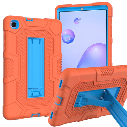 For Samsung Galaxy Tab A 8.4 (2020) / T307 Contrast Color Robot Shockproof Silicone + PC Protective Case with Holder(Orange Blue)-garmade.com