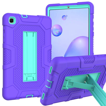 For Samsung Galaxy Tab A 8.4 (2020) / T307 Contrast Color Robot Shockproof Silicone + PC Protective Case with Holder(Purple Mint Green)-garmade.com
