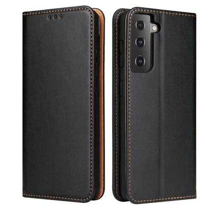 For Samsung Galaxy S21 5G Fierre Shann PU Genuine Leather Texture Horizontal Flip Leather Case with Holder & Card Slots & Wallet(Black)-garmade.com