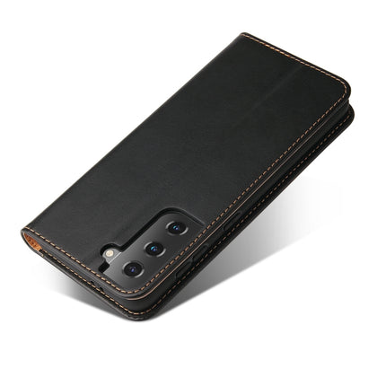 For Samsung Galaxy S21 5G Fierre Shann PU Genuine Leather Texture Horizontal Flip Leather Case with Holder & Card Slots & Wallet(Black)-garmade.com