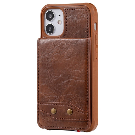 Vertical Flip Wallet Shockproof Back Cover Protective Case with Holder & Card Slots & Lanyard & Photos Frames For iPhone 12 mini(Coffee)-garmade.com