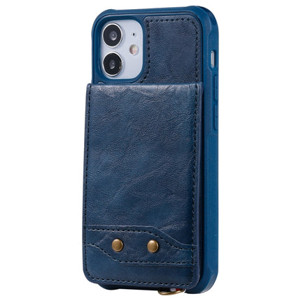 Vertical Flip Wallet Shockproof Back Cover Protective Case with Holder & Card Slots & Lanyard & Photos Frames For iPhone 12 mini(Blue)-garmade.com