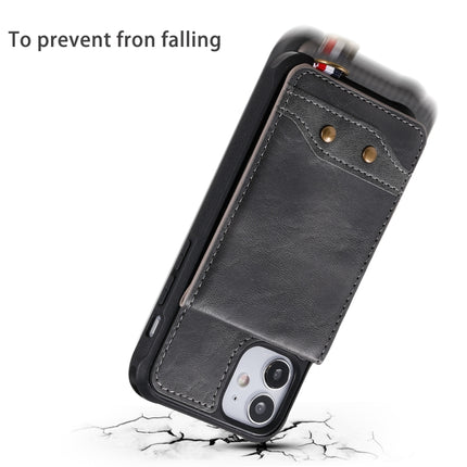 Vertical Flip Wallet Shockproof Back Cover Protective Case with Holder & Card Slots & Lanyard & Photos Frames For iPhone 12 mini(Black)-garmade.com