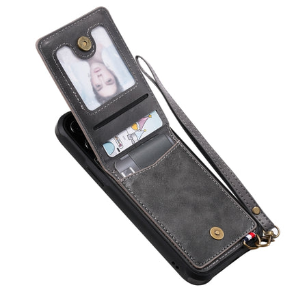 Vertical Flip Wallet Shockproof Back Cover Protective Case with Holder & Card Slots & Lanyard & Photos Frames (Grey)-garmade.com