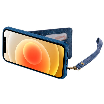 Vertical Flip Wallet Shockproof Back Cover Protective Case with Holder & Card Slots & Lanyard & Photos Frames (Blue)-garmade.com