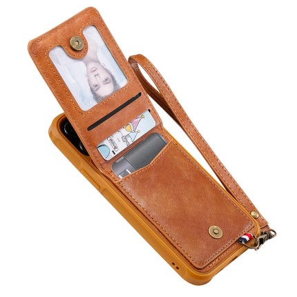 Vertical Flip Wallet Shockproof Back Cover Protective Case with Holder & Card Slots & Lanyard & Photos Frames (Brown)-garmade.com
