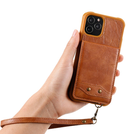 Vertical Flip Wallet Shockproof Back Cover Protective Case with Holder & Card Slots & Lanyard & Photos Frames (Brown)-garmade.com