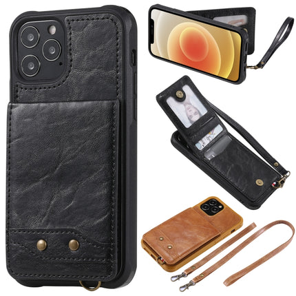 Vertical Flip Wallet Shockproof Back Cover Protective Case with Holder & Card Slots & Lanyard & Photos Frames (Black)-garmade.com
