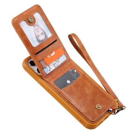 Vertical Flip Wallet Shockproof Back Cover Protective Case with Holder & Card Slots & Lanyard & Photos Frames For iPhone 12 Pro Max(Brown)-garmade.com