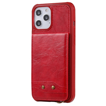 Vertical Flip Wallet Shockproof Back Cover Protective Case with Holder & Card Slots & Lanyard & Photos Frames For iPhone 12 Pro Max(Red)-garmade.com