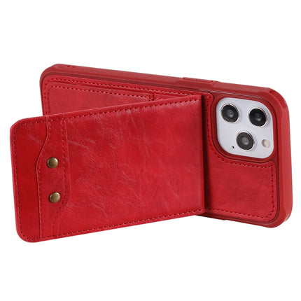 Vertical Flip Wallet Shockproof Back Cover Protective Case with Holder & Card Slots & Lanyard & Photos Frames For iPhone 12 Pro Max(Red)-garmade.com