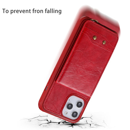 Vertical Flip Wallet Shockproof Back Cover Protective Case with Holder & Card Slots & Lanyard & Photos Frames For iPhone 12 Pro Max(Red)-garmade.com