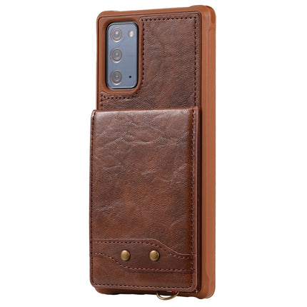 Vertical Flip Wallet Shockproof Back Cover Protective Case with Holder & Card Slots & Lanyard & Photos Frames For Samsung Galaxy Note20(Coffee)-garmade.com
