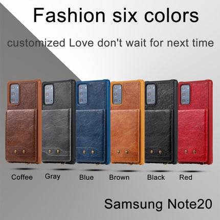 Vertical Flip Wallet Shockproof Back Cover Protective Case with Holder & Card Slots & Lanyard & Photos Frames For Samsung Galaxy Note20(Grey)-garmade.com