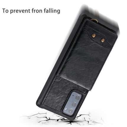 Vertical Flip Wallet Shockproof Back Cover Protective Case with Holder & Card Slots & Lanyard & Photos Frames For Samsung Galaxy Note20(Blue)-garmade.com