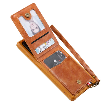 Vertical Flip Wallet Shockproof Back Cover Protective Case with Holder & Card Slots & Lanyard & Photos Frames For Samsung Galaxy Note20(Brown)-garmade.com
