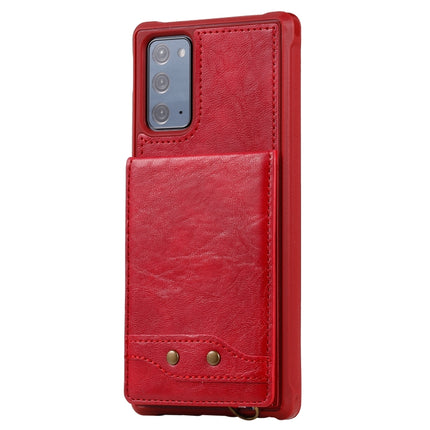 Vertical Flip Wallet Shockproof Back Cover Protective Case with Holder & Card Slots & Lanyard & Photos Frames For Samsung Galaxy Note20(Red)-garmade.com