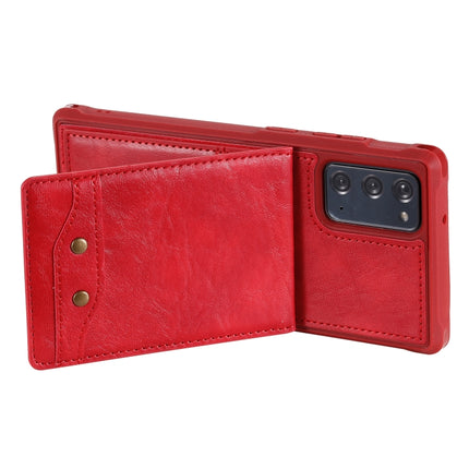 Vertical Flip Wallet Shockproof Back Cover Protective Case with Holder & Card Slots & Lanyard & Photos Frames For Samsung Galaxy Note20(Red)-garmade.com