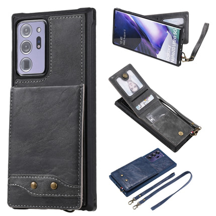 Vertical Flip Wallet Shockproof Back Cover Protective Case with Holder & Card Slots & Lanyard & Photos Frames For Samsung Galaxy Note20 Ultra(Grey)-garmade.com