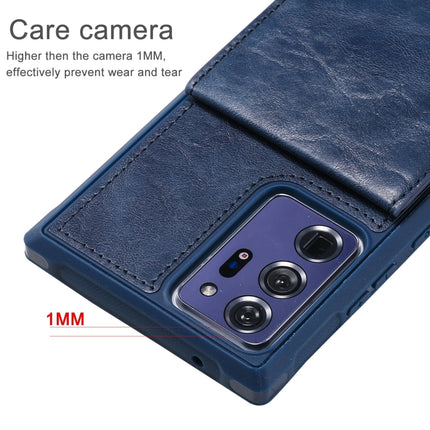 Vertical Flip Wallet Shockproof Back Cover Protective Case with Holder & Card Slots & Lanyard & Photos Frames For Samsung Galaxy Note20 Ultra(Blue)-garmade.com
