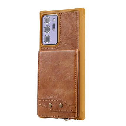 Vertical Flip Wallet Shockproof Back Cover Protective Case with Holder & Card Slots & Lanyard & Photos Frames For Samsung Galaxy Note20 Ultra(Brown)-garmade.com