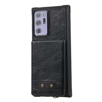 Vertical Flip Wallet Shockproof Back Cover Protective Case with Holder & Card Slots & Lanyard & Photos Frames For Samsung Galaxy Note20 Ultra(Black)-garmade.com