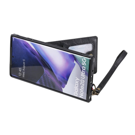 Vertical Flip Wallet Shockproof Back Cover Protective Case with Holder & Card Slots & Lanyard & Photos Frames For Samsung Galaxy Note20 Ultra(Black)-garmade.com