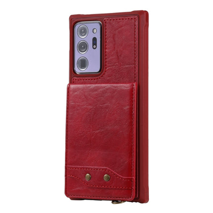 Vertical Flip Wallet Shockproof Back Cover Protective Case with Holder & Card Slots & Lanyard & Photos Frames For Samsung Galaxy Note20 Ultra(Red)-garmade.com