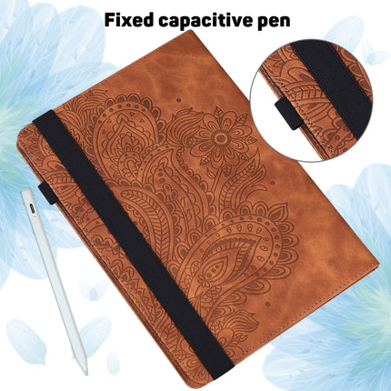 For Samsung Galaxy Tab S6 Lite P610 Peacock Embossed Pattern TPU + PU Horizontal Flip Leather Case with Holder & Card Slots & Wallet & Sleep / Wake-up Function(Brown)-garmade.com