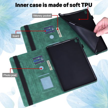 For Samsung Galaxy Tab S6 Lite P610 Peacock Embossed Pattern TPU + PU Horizontal Flip Leather Case with Holder & Card Slots & Wallet & Sleep / Wake-up Function(Green)-garmade.com