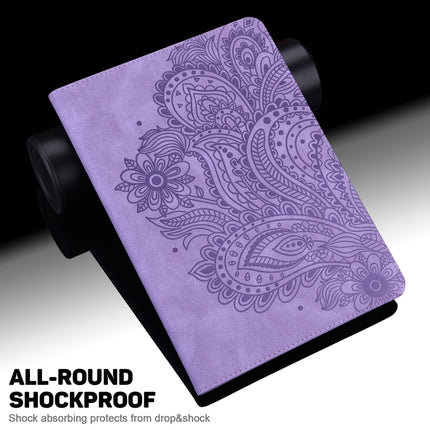 For Samsung Galaxy Tab A 8.0 (2019) T290 Peacock Embossed Pattern TPU + PU Horizontal Flip Leather Case with Holder & Card Slots & Wallet(Purple)-garmade.com