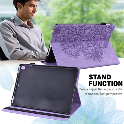 For Samsung Galaxy Tab A 8.0 (2019) T290 Peacock Embossed Pattern TPU + PU Horizontal Flip Leather Case with Holder & Card Slots & Wallet(Purple)-garmade.com