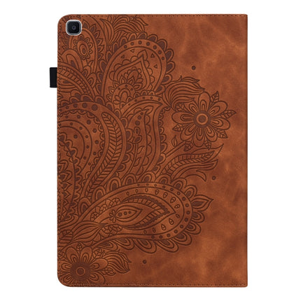 For Samsung Galaxy Tab A 8.0 (2019) T290 Peacock Embossed Pattern TPU + PU Horizontal Flip Leather Case with Holder & Card Slots & Wallet(Brown)-garmade.com