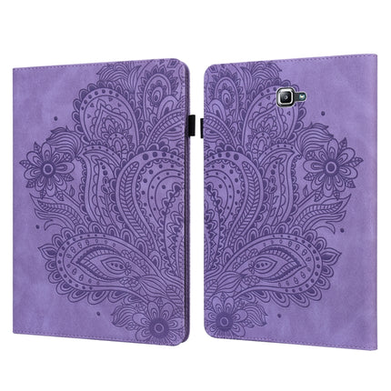 For Samsung Galaxy Tab A 10.1 (2016) T580 Peacock Embossed Pattern TPU + PU Horizontal Flip Leather Case with Holder & Card Slots & Wallet(Purple)-garmade.com